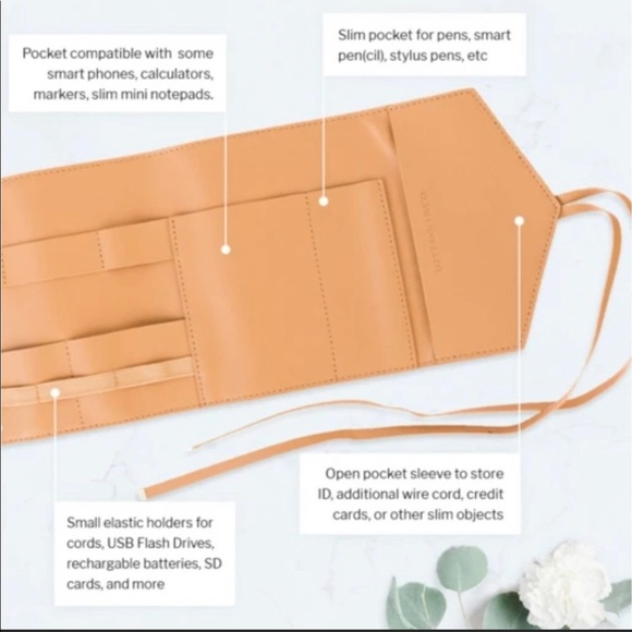 Katherine Tech Organizer Roll in a warm honey color made by Glass Ladder Co. NIB - Picture 3 of 10